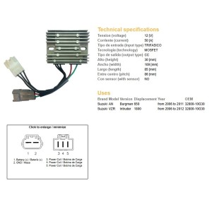 Regulator napięcia Suzuki AN 650 Burgman VZR 1800 Intruder MOSFET (50A)