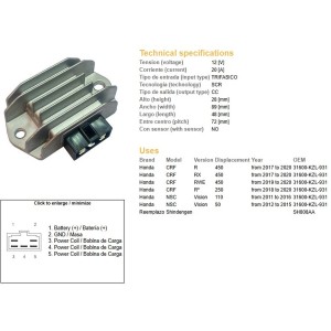 Regulator napięcia Honda NSC 50 Vision, NSC 110 Vision, CRF 250R, CRF 450R - OEM 3160