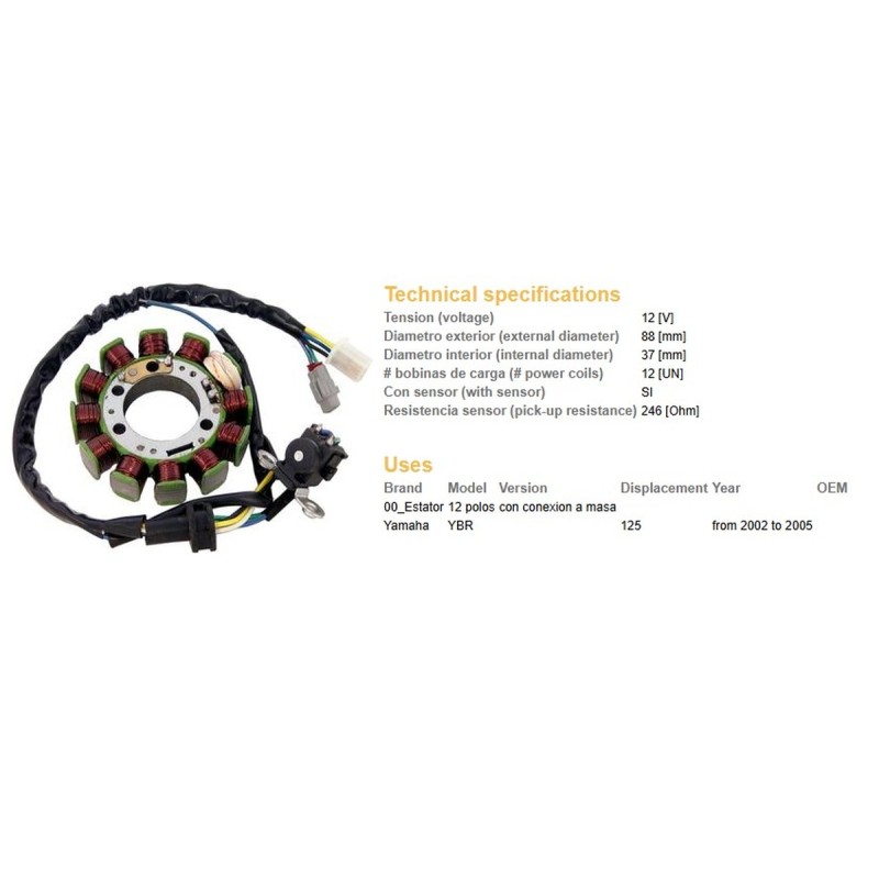 DZE Uzwojenie Alternatora Stator Yamaha YBR 125 '02-'05