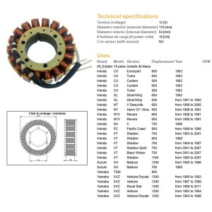 DZE UZWOJENIE ALTERNATORA STATOR HONDA CX 500/650 '82-'83