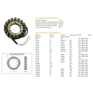 DZE UZWOJENIE ALTERNATORA STATOR BMW F 650 '93-'01; VT 500/600 '83-'07; XL 650V TRANSALP '00-'06; XRV 750 AFRICA TWIN '90