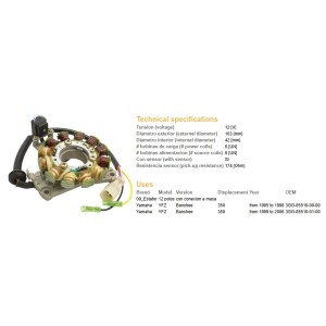 DZE UZWOJENIE ALTERNATORA STATOR YAMAHA YFZ 350 BANSHEE '95-'06 (ESG870)