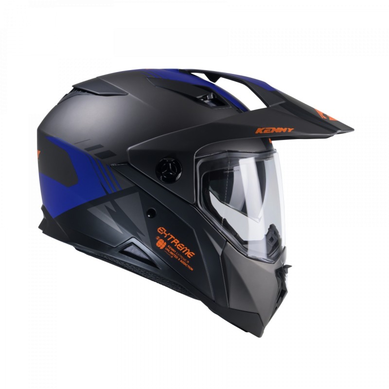 Kask Kenny Racing Dual Adventure Extreme Graphic Gunmetal Matt Czarny/Szary/Niebieski Rozmiar L