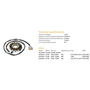 Nowe uzwojenie alternatora do Kawasaki ZX-6R Ninja '09-'16 OEM 21003-0083