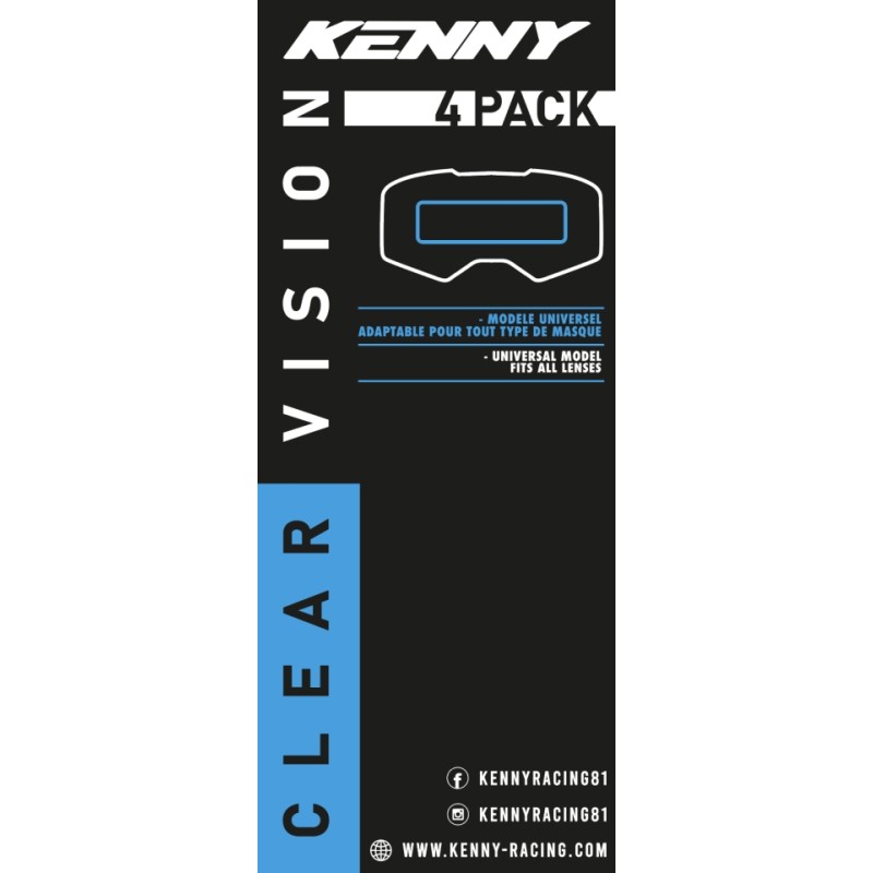 KENNY RACING VISION UNIVERSEL FOLIA UNIWERSALNA OCHRONNA DO GOGLI (50MM X150MM) (PACK 4)