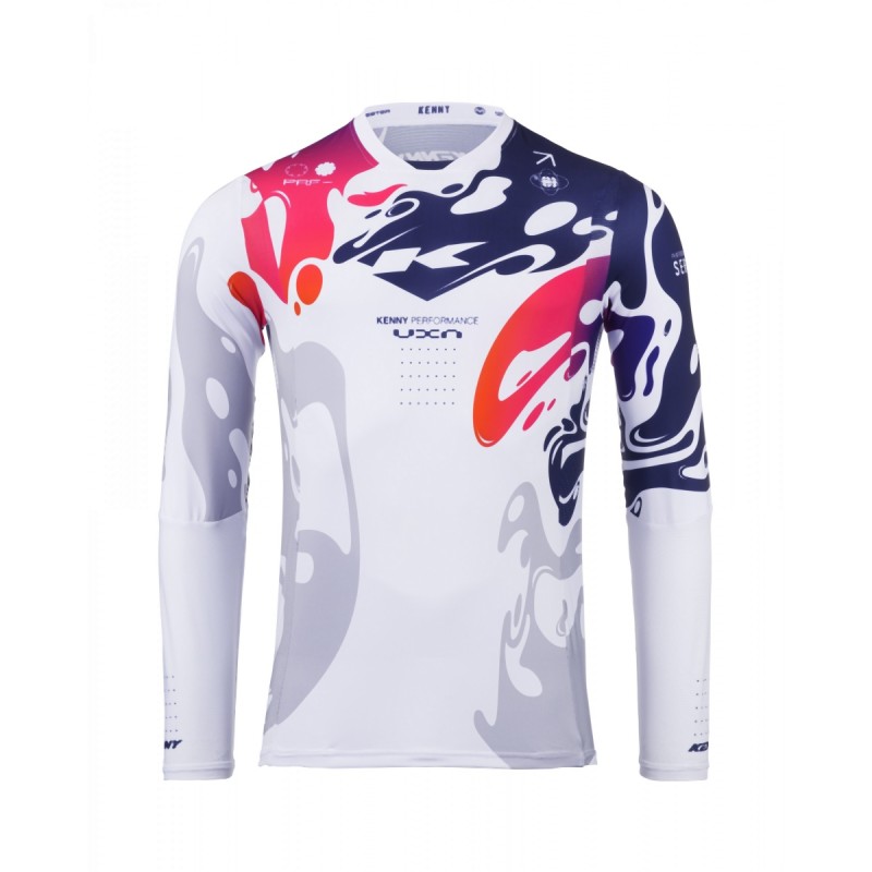 Koszulka KENNY RACING CROSS/ENDURO PERFORMANCE FLUID BIAŁA SZARA CZERWONA NIEBIESKA XL