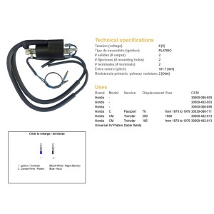 Cewka zapłonowa Honda C 70 Passport '70-'79; CM 200 Twinstar '80; CM 185 Twinstar '78-'79