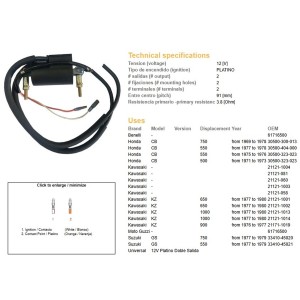 Cewka zapłonowa do motocykli Honda CB 750, CB 550, CB 500; Kawasaki KZ 650/1000; Suzuki GS 550