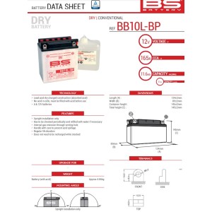 Akumulator BS BB10L-BP 12V 11AH 135X90X145 - ELEKTROLIT OSOBNO