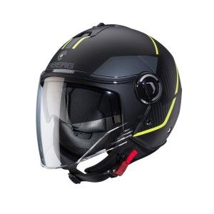 CABERG PROMOCJA KASK OTWARTY JET Z BLENDĄ MODEL RIVIERA V4X GEO KOLOR CZARNY MAT/ŻÓŁTY FLUO/SZARY ROZMIAR XL