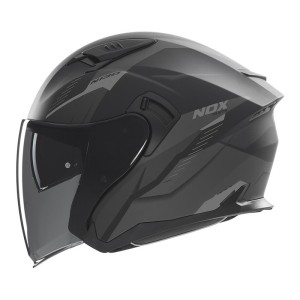 NOX KASK OTWARTY JET Z BLENDĄ N130 MYST KOLOR CZARNY/SREBRNY MAT ROZMIAR XL