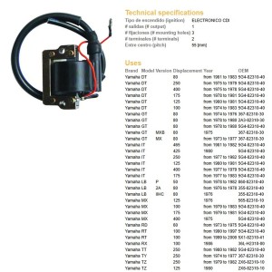Dze cewka zapłonowa Yamaha DT/YZ/IT/MX/RD (5G4-82310-40) - Sklep motoryzacyjny