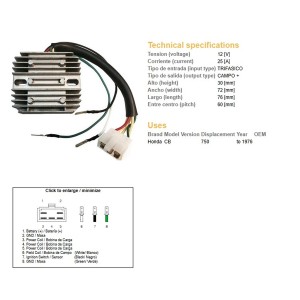 Regulator napięcia do Honda CB 750 Four -'76