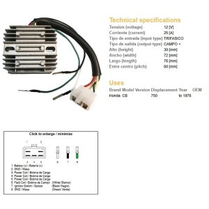 Regulator napięcia do Honda CB 750 Four -'76