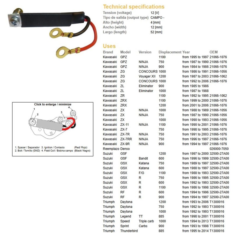 Regulator napięcia do Suzuki, Yamaha, Kawasaki - ESR025