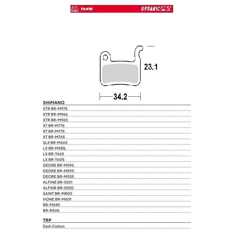 Klocki hamulcowe rowerowe organiczne do Shimano XTR BR-M975, BR-M966, BR-M965, XT BR-M