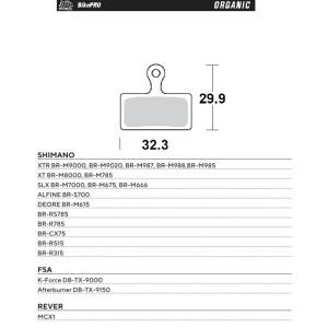Klocki hamulcowe rowerowe MOTO-MASTER Bike Pro - wyprzedaż, organiczne, pasujące do Shimano XTR