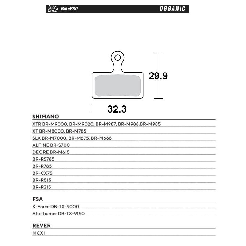 Klocki hamulcowe rowerowe MOTO-MASTER Bike Pro - wyprzedaż, organiczne, pasujące do Shimano XTR