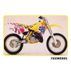 Komplet naklejek TecnoSel (Blackbird) + pokrowiec na siedzenie Suzuki RM 125/250 '89-'92