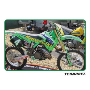 Komplet naklejek i pokrowiec na siedzenie Kawasaki KX 125/250 '94-'98 - TecnoSel (Blackbird)