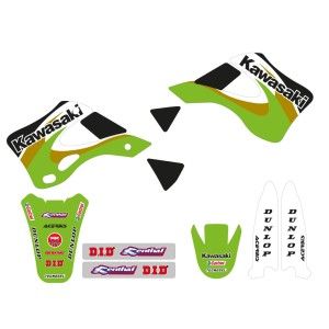 Komplet naklejek + pokrowiec na siedzenie Kawasaki KX 125/250 '99-'02