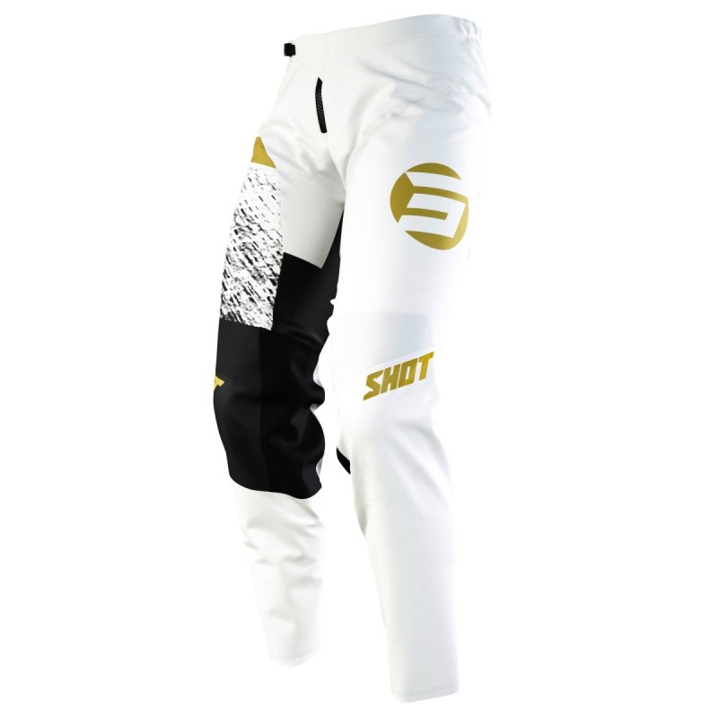 Spodnie moto Devo Roll Gold - Biały/Złoty/Czarny - Rozmiar 28