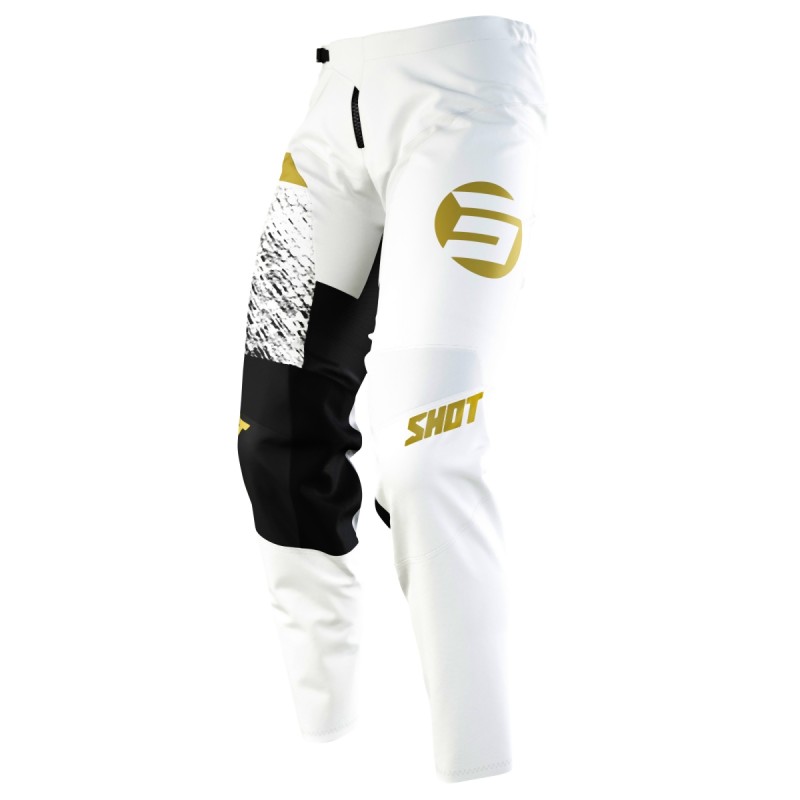 Spodnie motocrossowe SHOT RACING DEVO ROLL GOLD BIAŁE/ZŁOTE/CZARNE - rozmiar 30