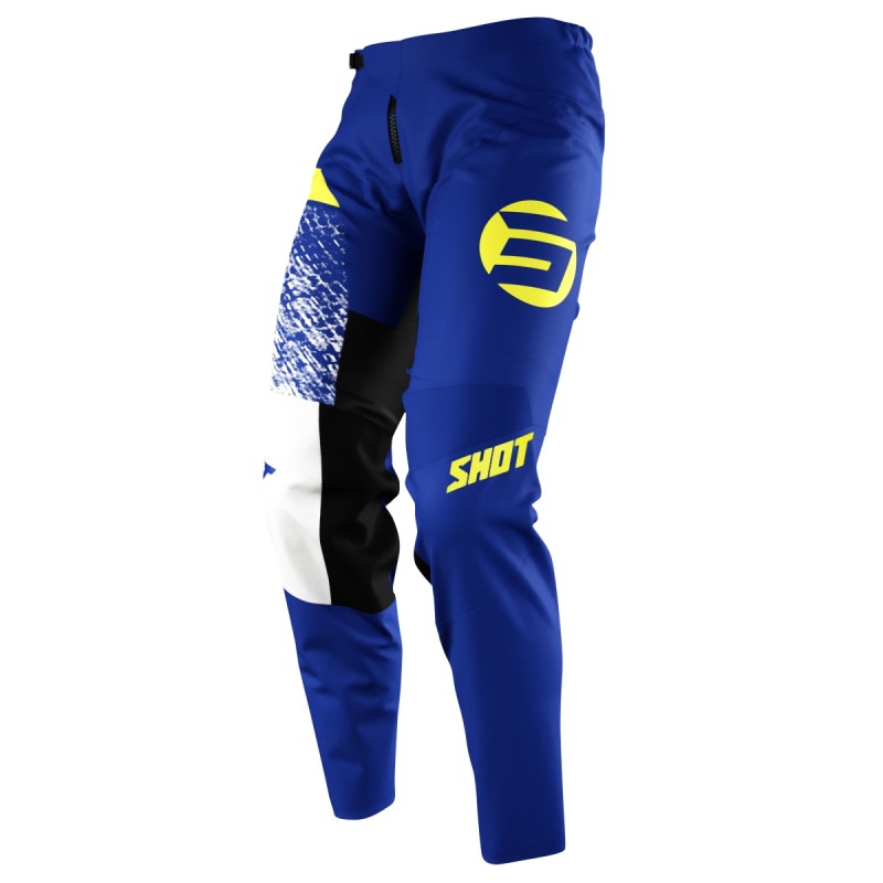 Spodnie motocrossowe SHOT RACING DEVO ROLL BLUE - niebieskie/białe/żółte - rozmiar 40