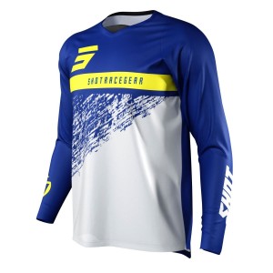 Koszulka moto Shot Racing Devo Roll Blue - Niebieski/Biały/Żółty - Rozmiar XL