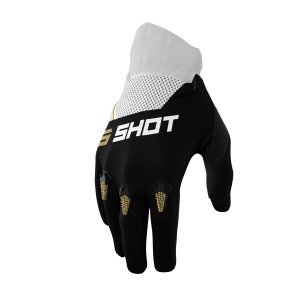 Rękawice moto Shot Racing Devo Gold czarno-białe złote rozmiar 10 L