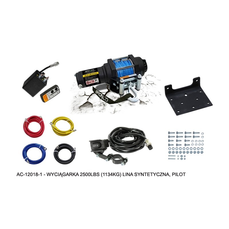 Wyciągarka BRONCO 2500LBS z syntetyczną liną 4.8mm x 10m - Pilot