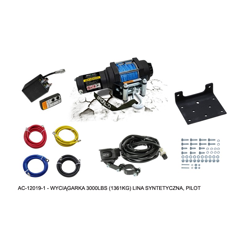 BRONCO WYCIĄGARKA 3000LBS (1361KG) LINA SYNTETYCZNA 5.5MM X 10M, PILOT