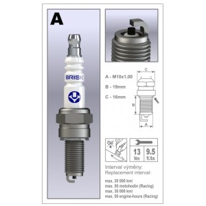 Świeca zapłonowa BRISK RACING AR12C-OE do KTM 65 SX, Husqvarna TC 65, GasGas MC 65 - OEM