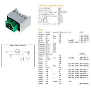 Regulator napięcia Yamaha YBR 125 '09-; TTR 50/90/110/125/230 '00-'20; Kawasaki KLX 450F '08-'17