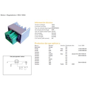 Regulator napięcia Yamaha YBR 125 '09-; TTR 50/90/110/125/230 '00-'20; Kawasaki KLX 450F '08-'17