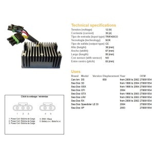 Regulator napięcia do Can-Am DS 650 i Sea-Doo 3D/GSX/GTX/RX/XP/LRV (OEM 278001554)