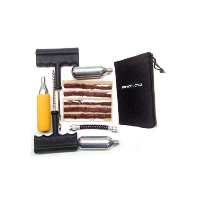 Zestaw naprawczy do pompowania przebitych opon bezdętkowych - Bronco (7 elementów)