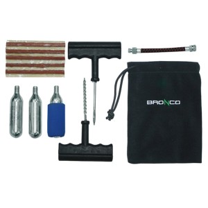 Zestaw naprawczy do pompowania przebitych opon bezdętkowych - Bronco (7 elementów)