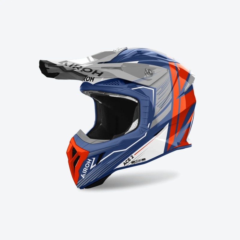 Kask cross/enduro ATV/quad Airoh Aviator Ace 2 Engine Cerulean Gloss pomarańczowy/biały/niebieski rozmiar M