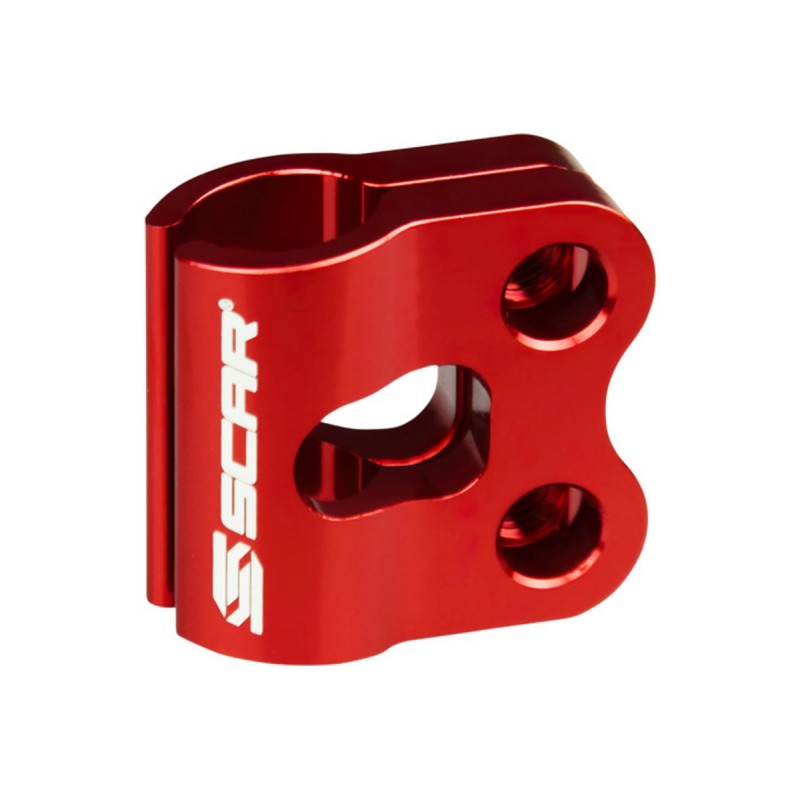 Uchwyt (mocowanie) przewodu hamulcowego przód do Yamaha Honda Kawasaki Suzuki Fantic - kolor czerwony