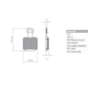 Klocki hamulcowe rowerowe BRENTA do Magura MT 5, MT 7 BR 127