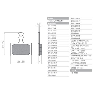 Klocki hamulcowe rowerowe Brenta Bike organic MTB/Szosowa do Shimano Dura Ace BR-R9170, Ultegra BR-R8070