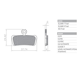 Klocki hamulcowe Brenta Bike do rowerów E-Bike MTB/Szosy/Elektryk - pasujące do Avid XO Trail, Elixir 9 Trail, Elixir 7 Trail, S