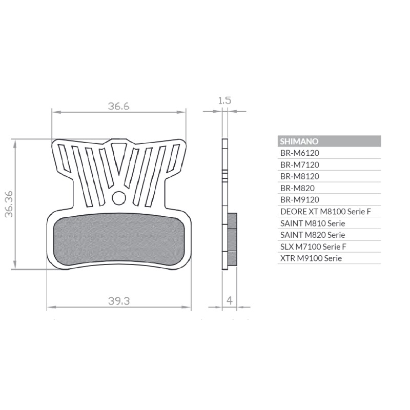 Klocki hamulcowe rowerowe BRENTA BIKE z radiatorem do Shimano XTR i XT