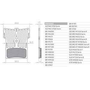 Klocki hamulcowe rowerowe Brenta Bike Organic Sport - pasujące do Shimano XTR BR-M9000, BR-M9020, BR-M987, BR-M988