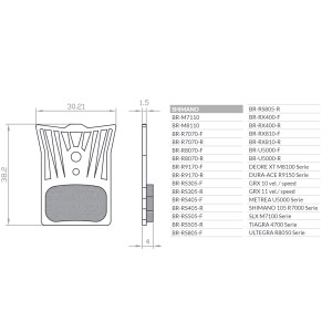 Klocki hamulcowe Brenta Bike organic sport z radiatorem MTB/Szos/Elektryk do Shimano Dura Ace BR-R9170, Ult