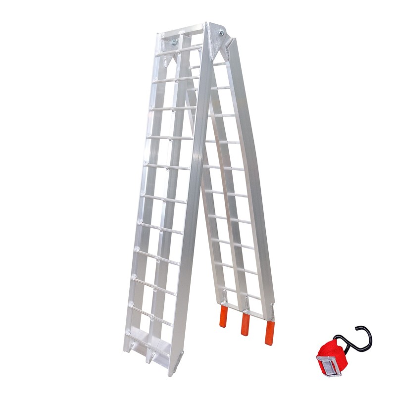 BIKETEC UNIWERSALNA RAMPA NAJAZDOWA ALUMINIOWA KRATOWNICOWA MOTOCYKL / ATV 226 X 30,5 CM, MAX. 340 KG KOLOR SREBRNY