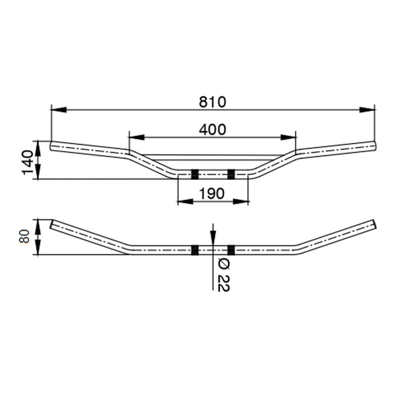 Kierownica stalowa Buzzetti średnica 22mm kolor czarny