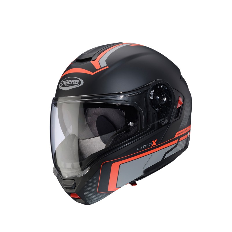 Kask Caberg Flip-Up Levo X Elite czarny mat/szary/czerwony fluo rozmiar L
