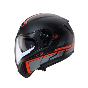 Kask szczękowy Caberg Levo X Elite czarny mat/szary/czerwony fluo rozmiar M